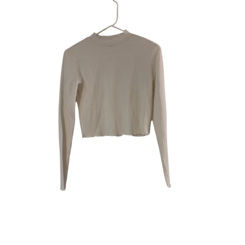 BP White Ribbed Crop Top Small